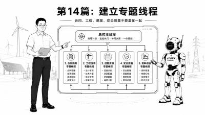 老温和 Codex 演示在新能源工程管理系统中建立合同、工程、进度、安全质量和资料归档专题线程
